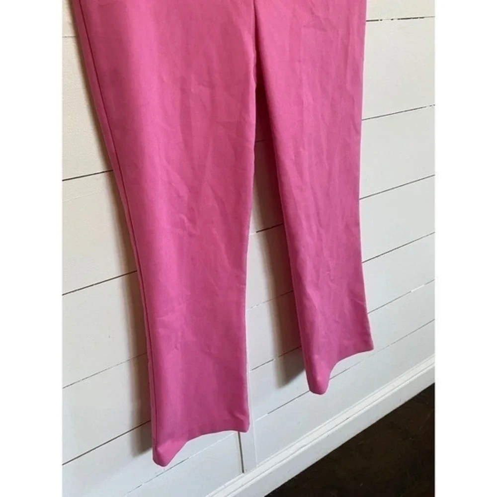 Zara Bootcut Pink Pants Mid-rise Stretch Chinos Mini Flare Pink - Large